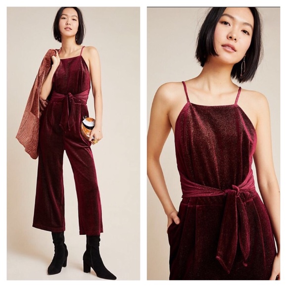 NWT ANTHROPOLOGIE GREYLIN ROUGE VELVET JUMSUIT - Picture 2 of 7